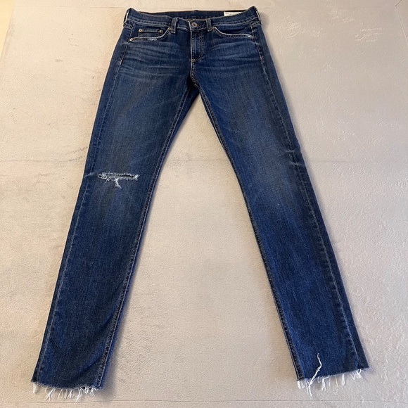 rag & bone Denim - Rag & Bone Women's Dre Low-Rise Distressed  Raw Hem Jeans Denim Size 27